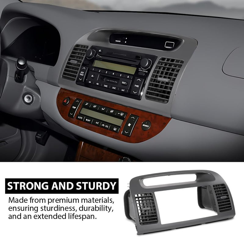 GPLUS Center Dash Bezel Trim Compatible with Toyota Camry 2002-2006 Radio Bezel AC Air Vents Gray Dashboard Cover - Image 3